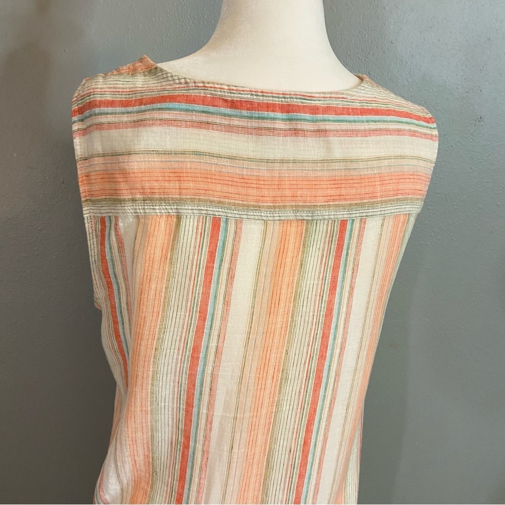 Beachlunchlounge Women's Multicolored Linen & Cotton Blend Sleeveless Tunic Top - Picture 7 of 11